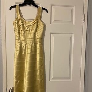 Bcbg yellow long evening dress